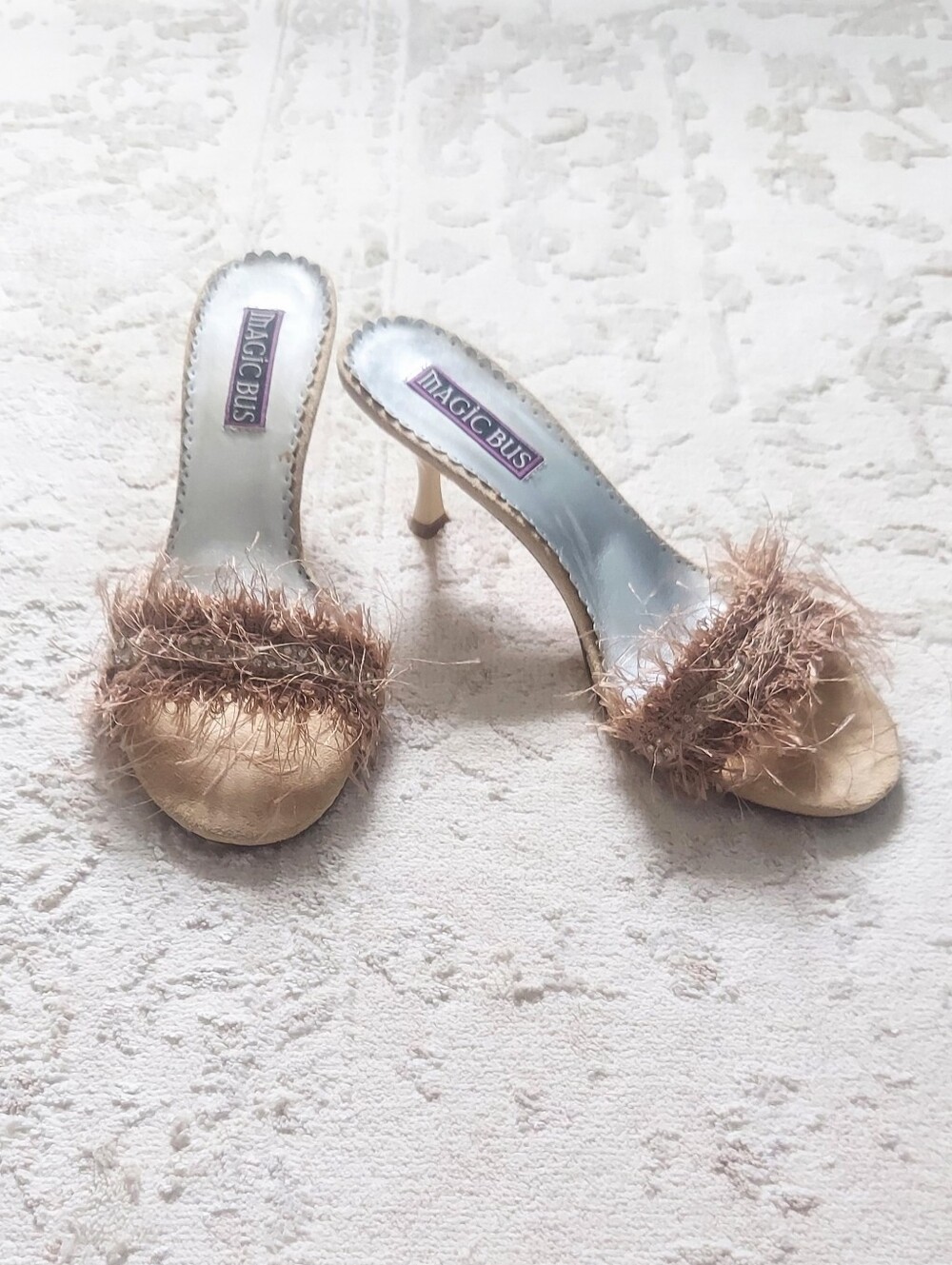 Magic Bus Footwear By Arteffects Women's Tan Fringe Slip-On Heels